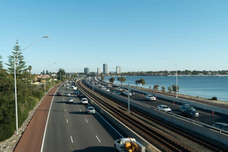 The perth freeway in the afternoon